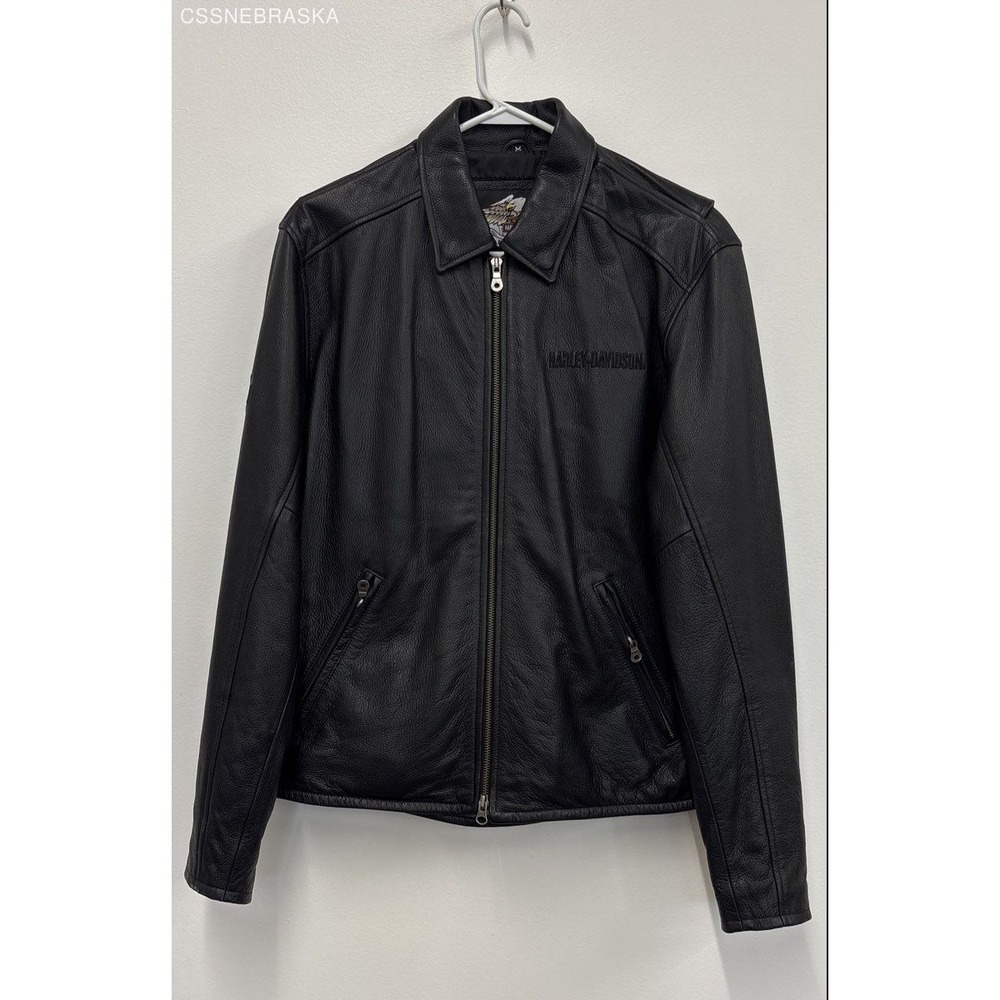 Harley-Davidson Black Black Leather Jacket RN‎ 103819 CA 03402 Mens - Size M